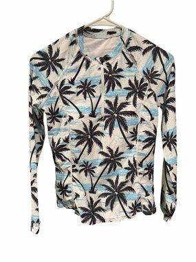 DACI Palm Tree Long Sleeve Rash Guard Swim Top – Size XS
